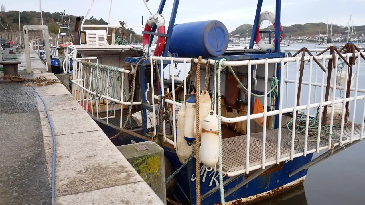 Commercial fishing boat moored on Conwy North Wales harbour