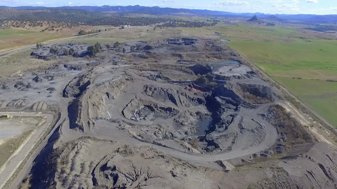 Huge coal tip close to Peñarroya Spain erial shot