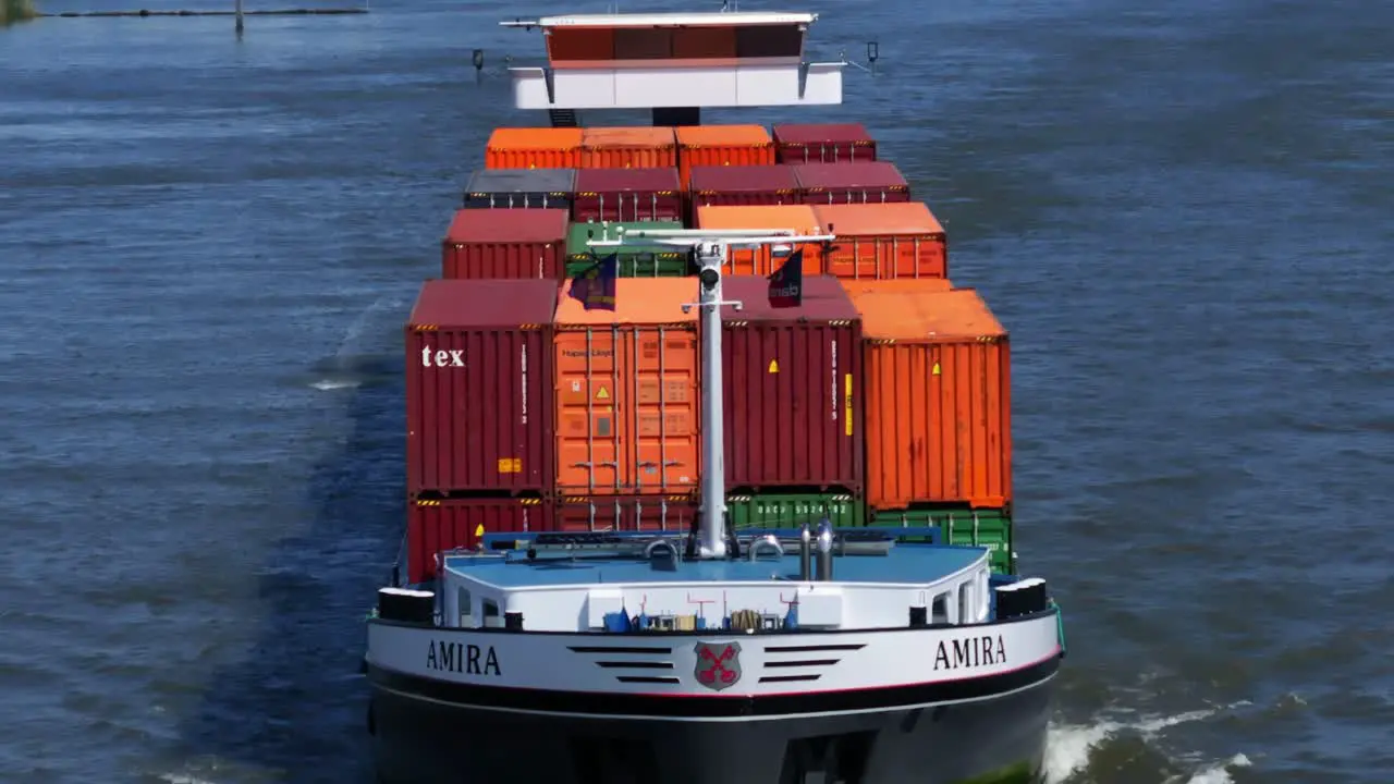 Amira Cargo Ship Sailing with Containers in Zwijndrecht