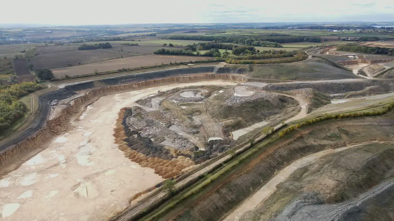 Aerial footage of large open cast Mine in Uk Stamford