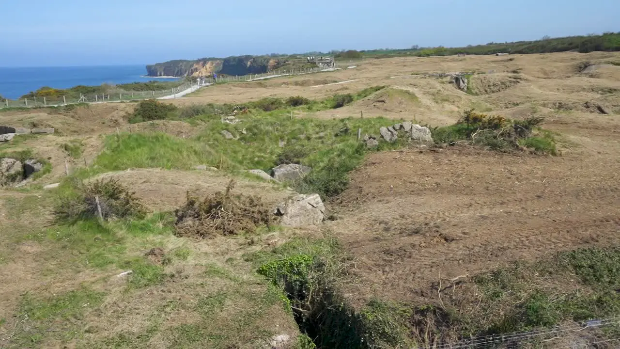 Landscape of Point Du Hoc WW2 D-Day landing site in Normandy France