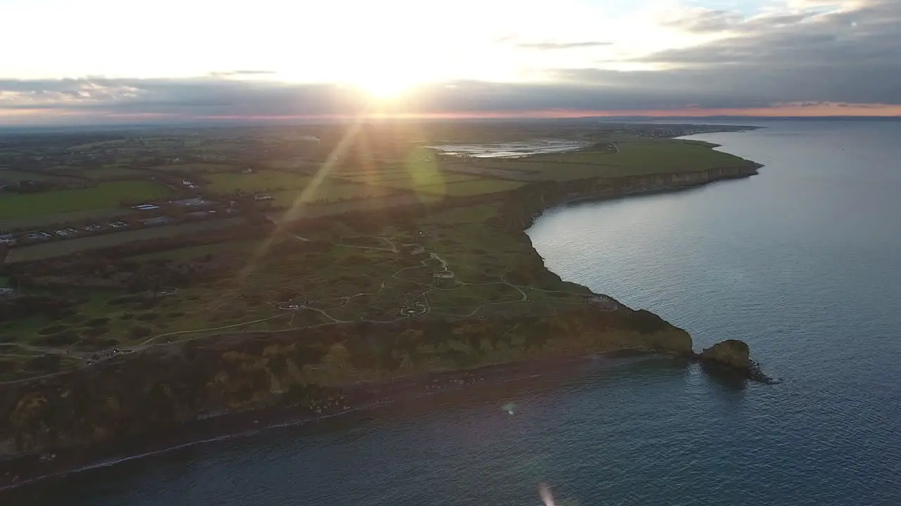 Flying towards la Pointe du Hoc cliff Normandy Calvados department France D-Day