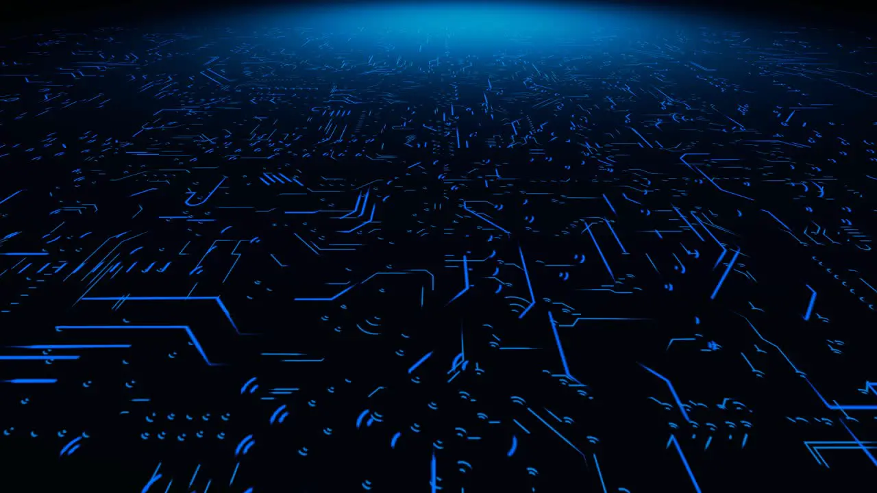 Background of blue electronic lines moving in a circuit motherboard animation concept of computer communication and digital technology