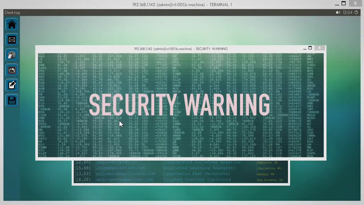 Screen Display Desktop Security Warning Sequence