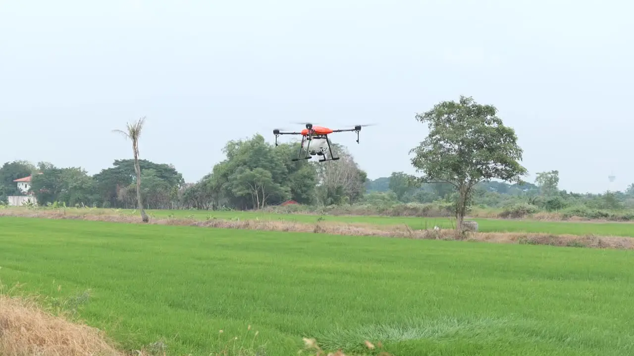 Agricultural Drone Fly Over Green Field