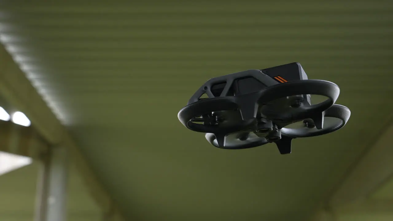 Close Up of FPV Quadcopter Drone Hovering and