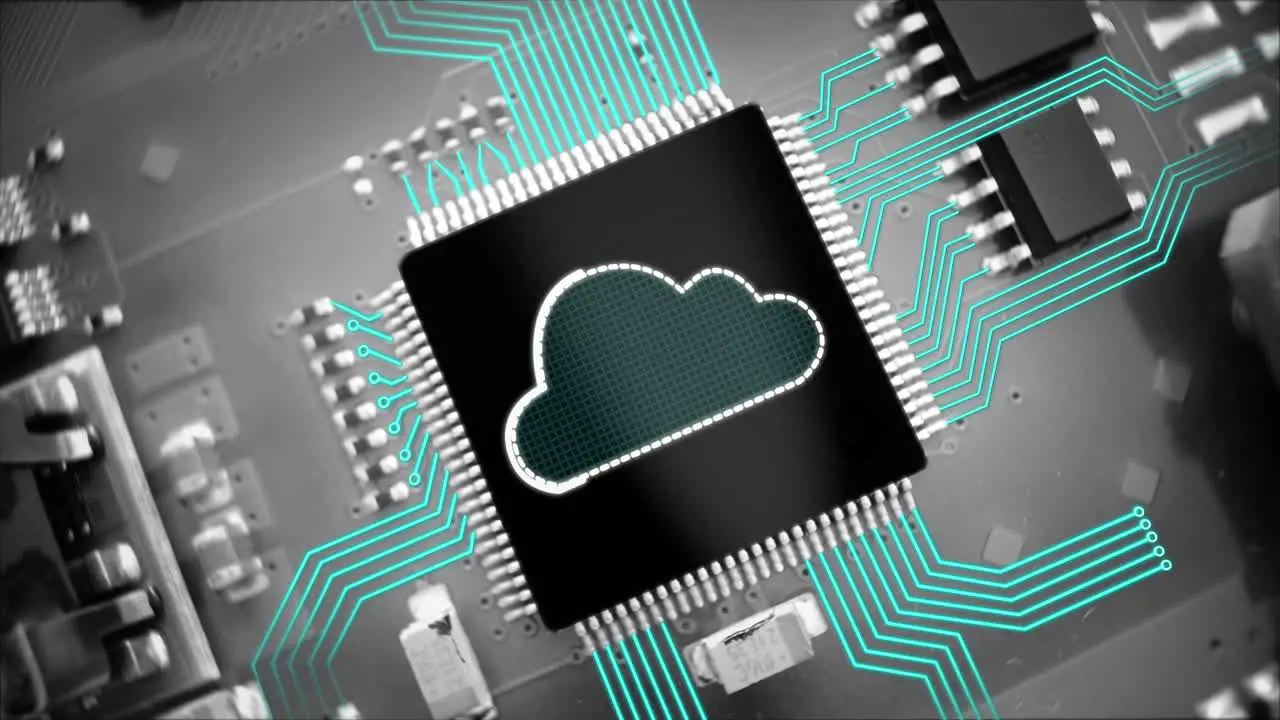 Cloud computing motion graphic concept CPU chip electronic animation