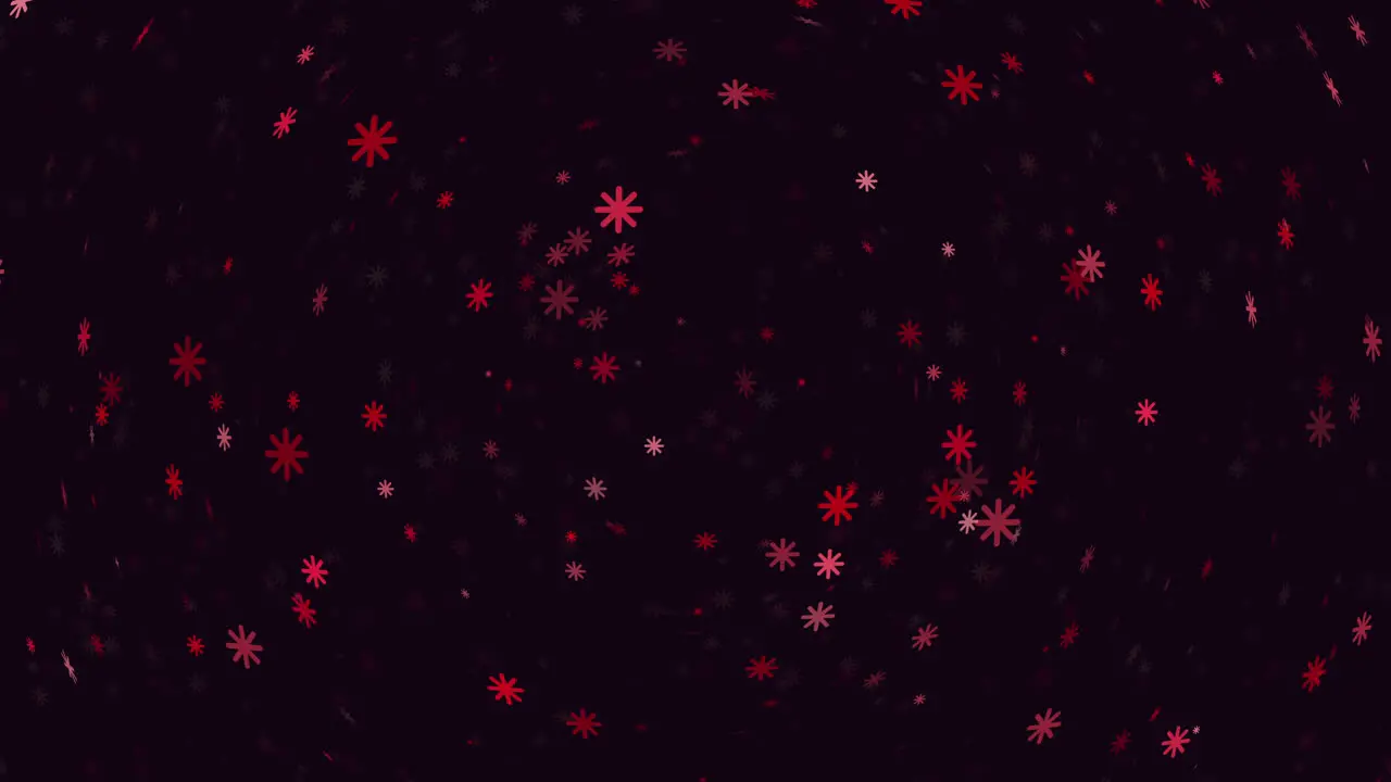 Striking red snowflake pattern falling circles on black