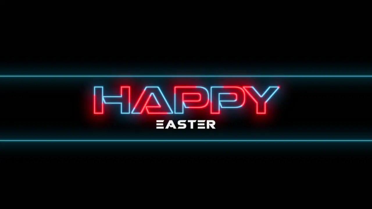 Glowing neon sign celebrate Easter with vibrant red and blue letters