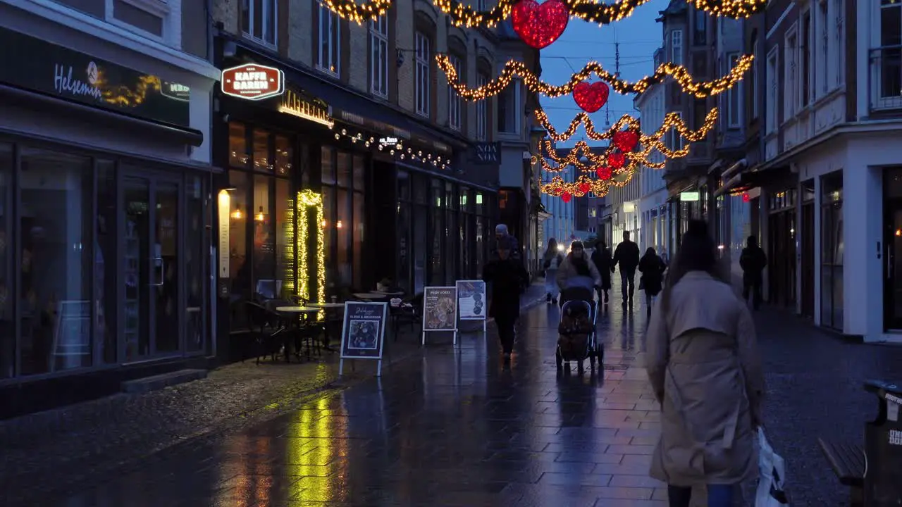 Aalborg centrum street view during the dark season