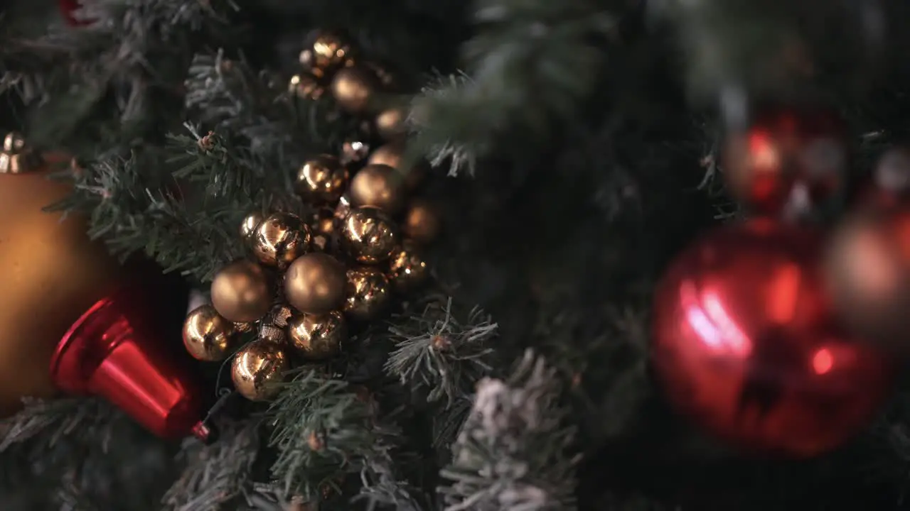 Festive Christmas Ornaments Adorning Tree