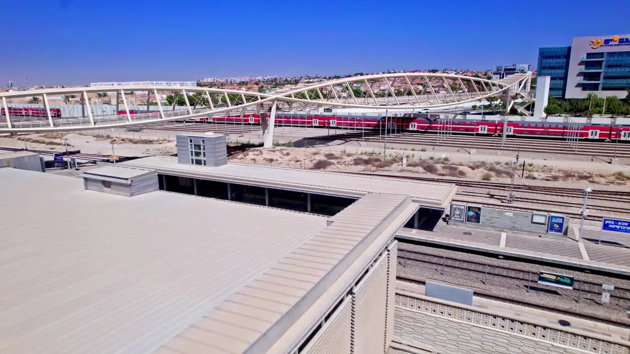 Drone shot of a train station in beer sheva israel