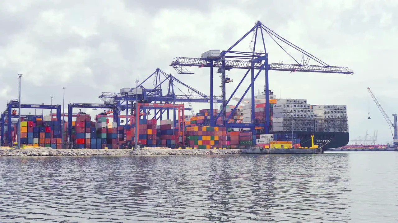 Shipping containers in industrial port