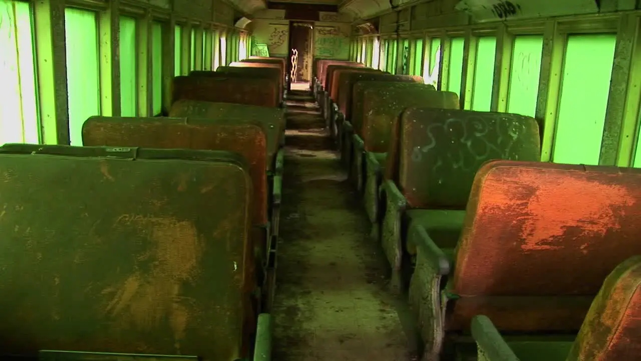 Passenger seats in an abandoned railcar 1