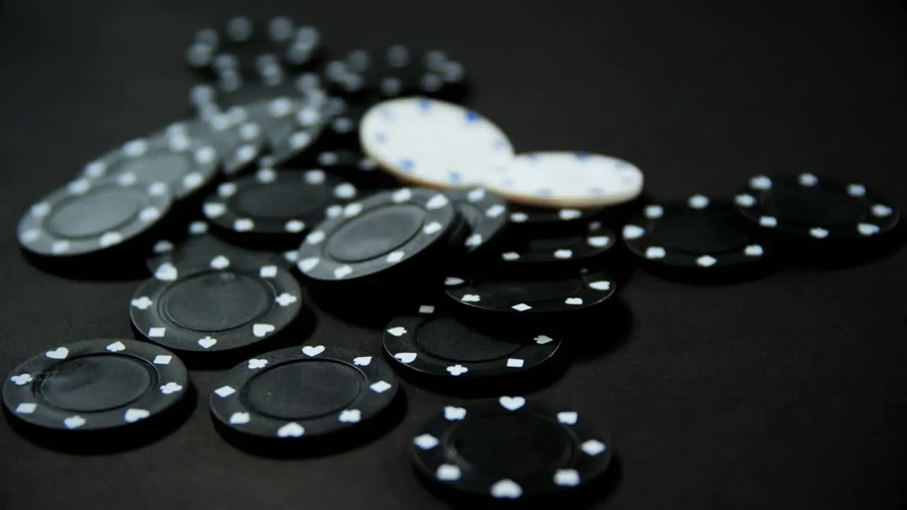 Casino chips on poker table in casino 4k