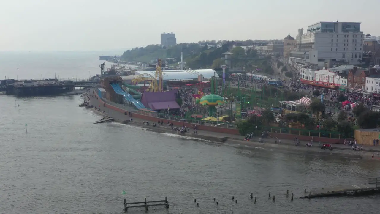 Southend seafront on bank holiday weekend Peter Pans playground