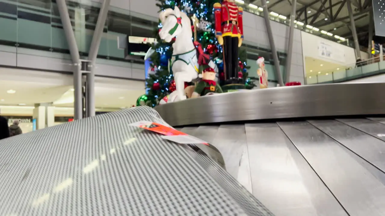 Airport travel at christmas time luggage carousel