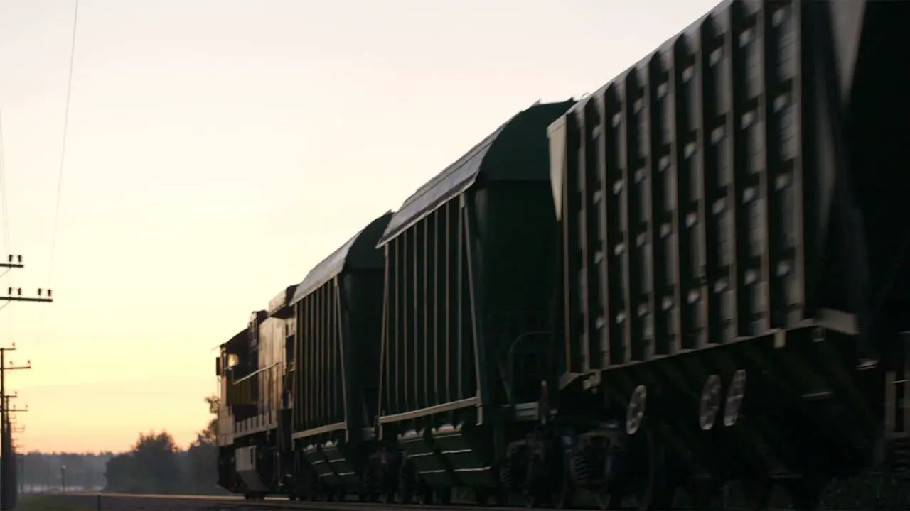 Freight train passing by in the countryside