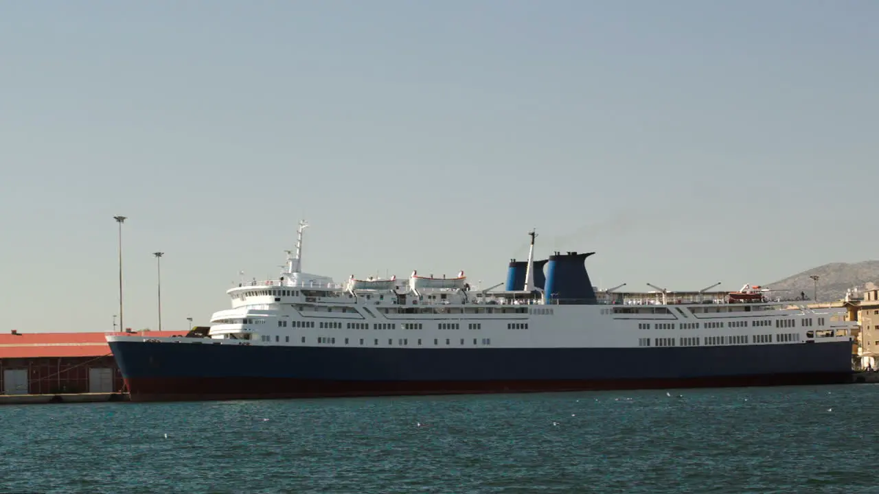 Anchored cruise ship