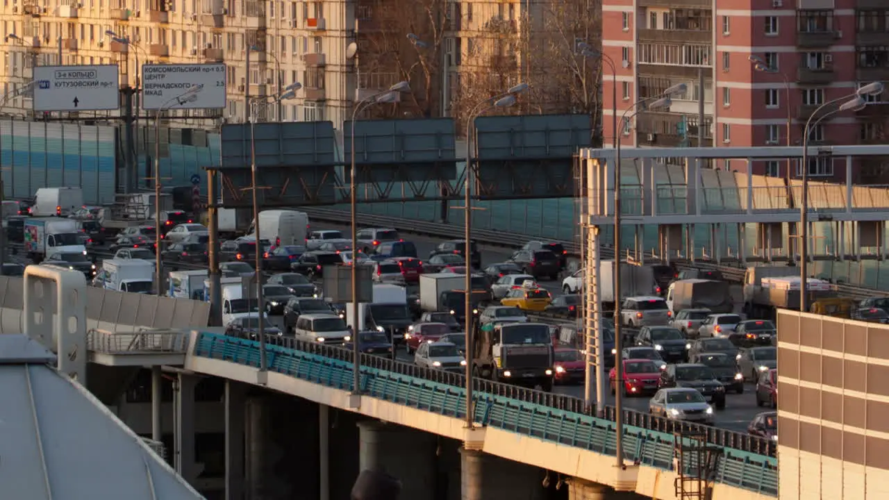 Time lapse traffic congestion on an urban flyover