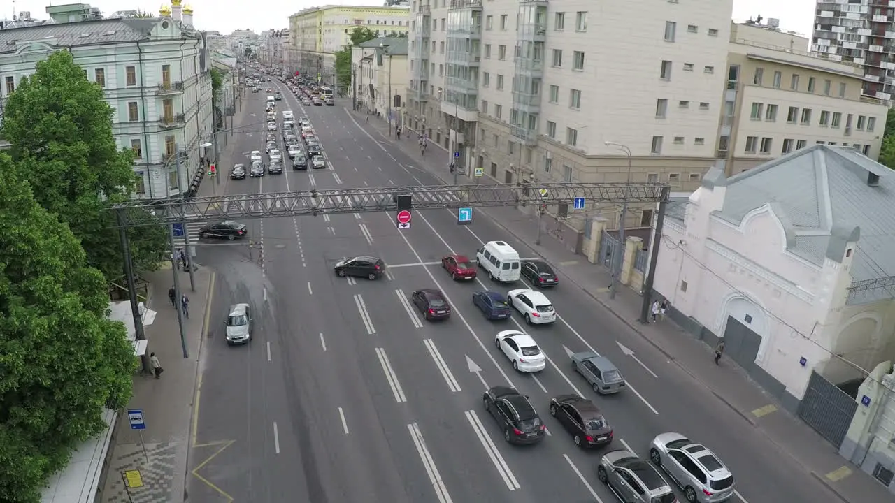 Aerial view of city motorway with car traffic