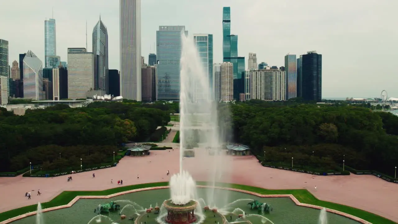 Buckingham Fountain In Downtown Chicago Illinois Aerial View