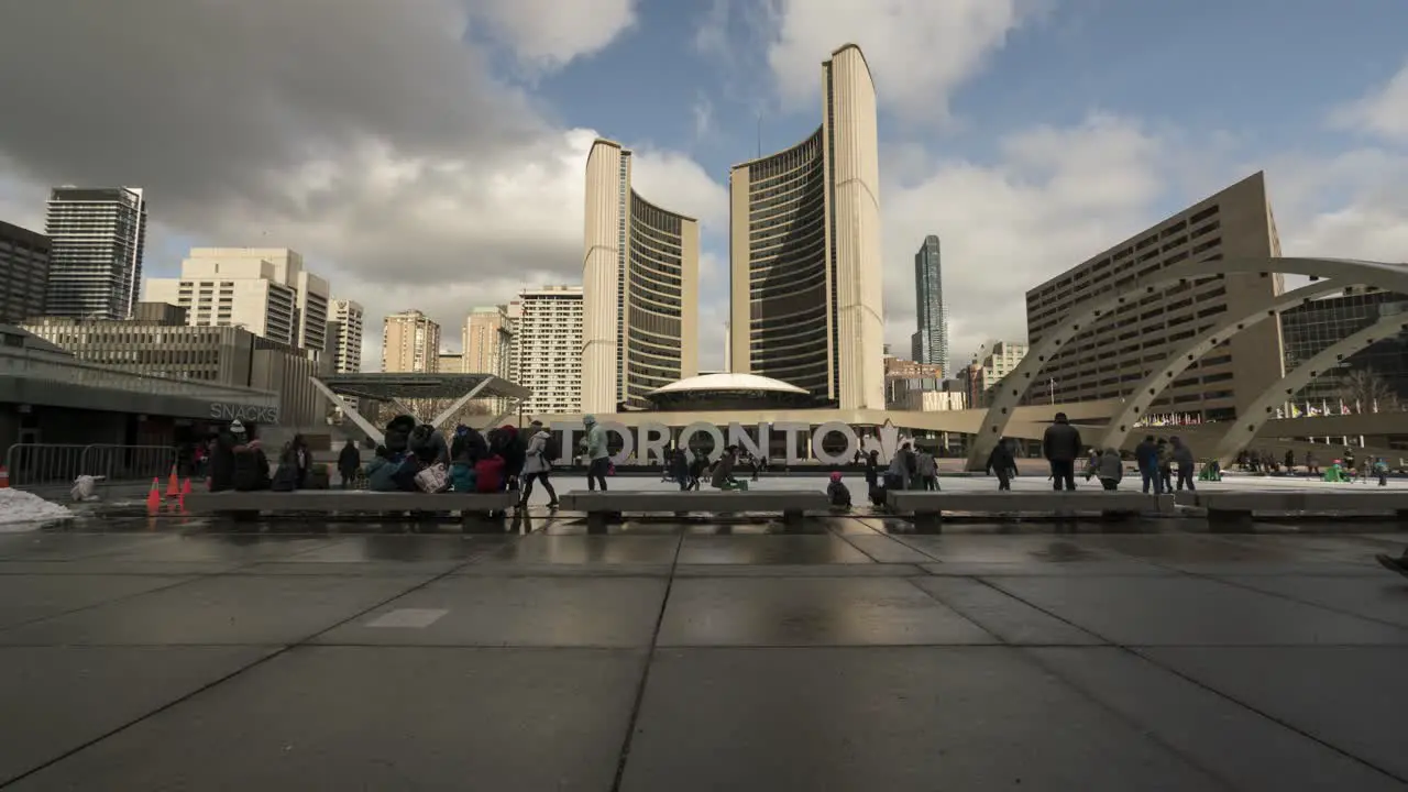 Downtown Toronto City Hall Time Lapse On A Winter Day