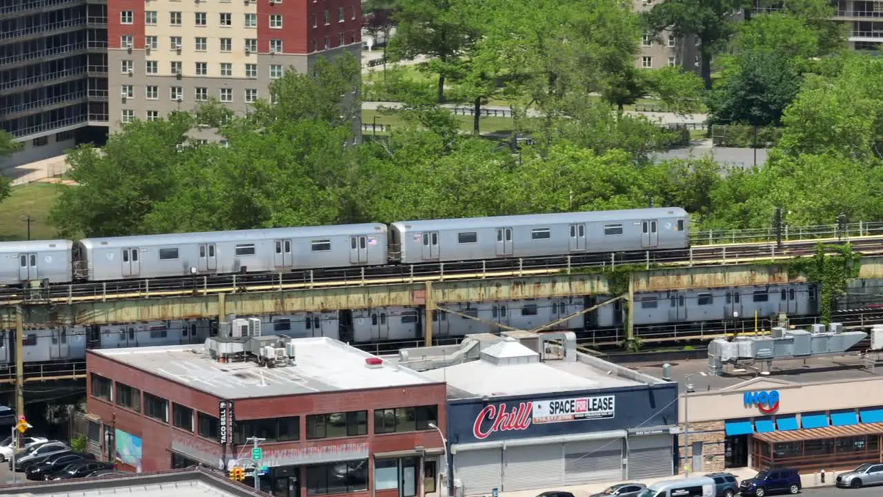 Two New York City trains transporting passengers from Coney Island to other parts of NYC