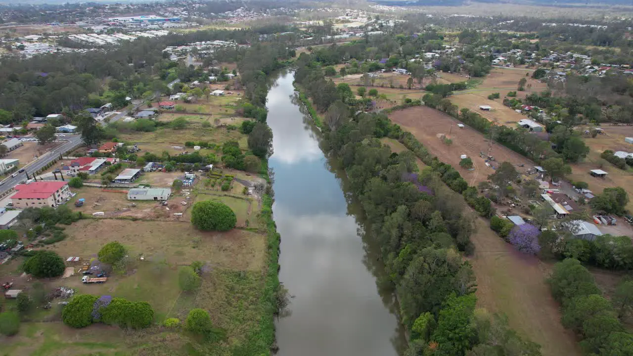 Logan River With Reflections In Logan City Queensland Australia