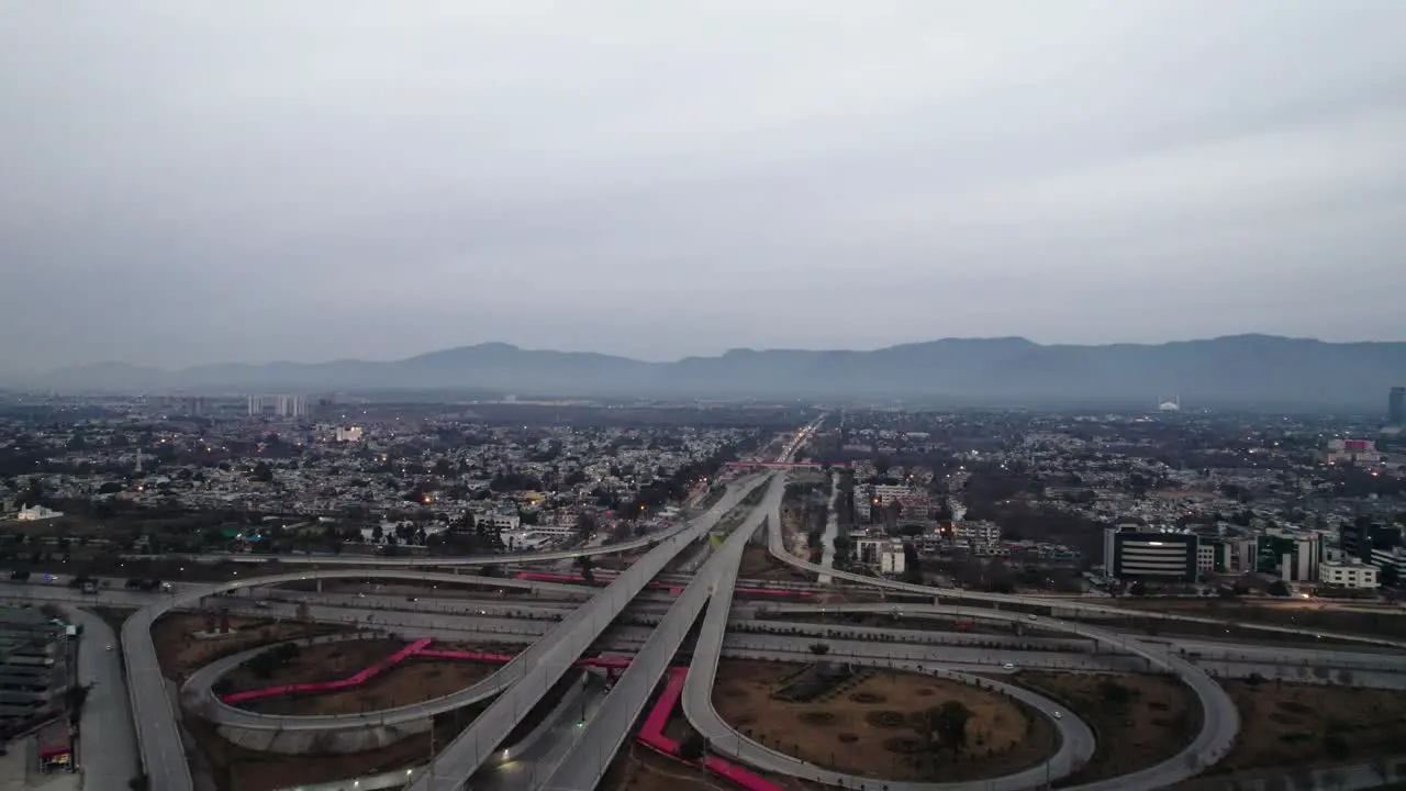 An aerial view of Islamabad city and Peshawar Morr Interchange Aerial view of City interchange Interchange in Islamabad drone footage of Famous landmark of Islamabad Pakistan