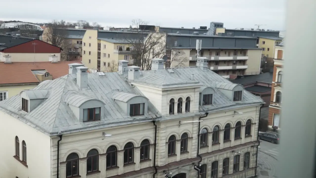 city view with Scandinavian rooftops at Sweden Stockholm day shot