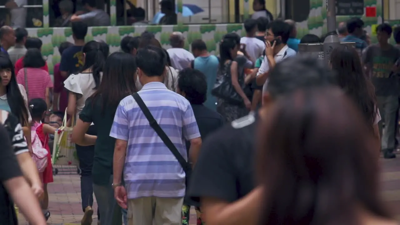 Crowded Street In Hong Kong City