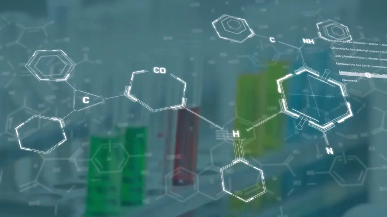 Animation of chemical structures and data processing over equipment at the laboratory