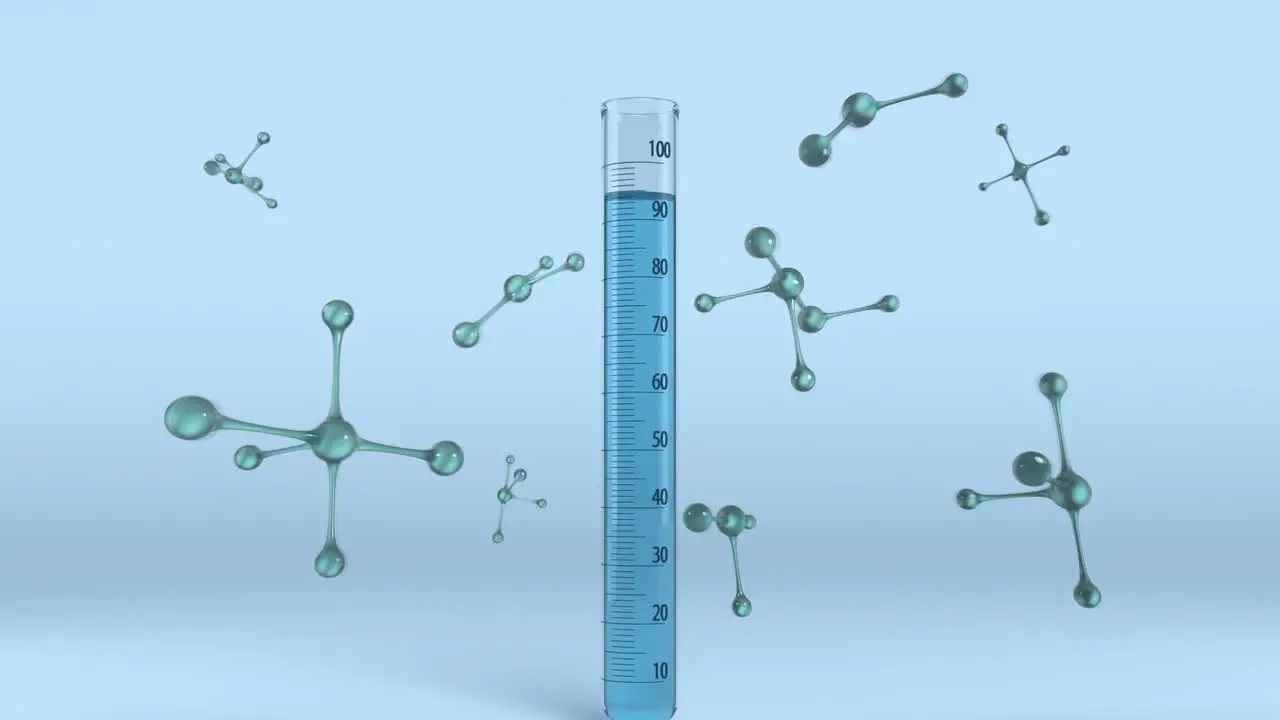 Animation of molecules over vial in lab