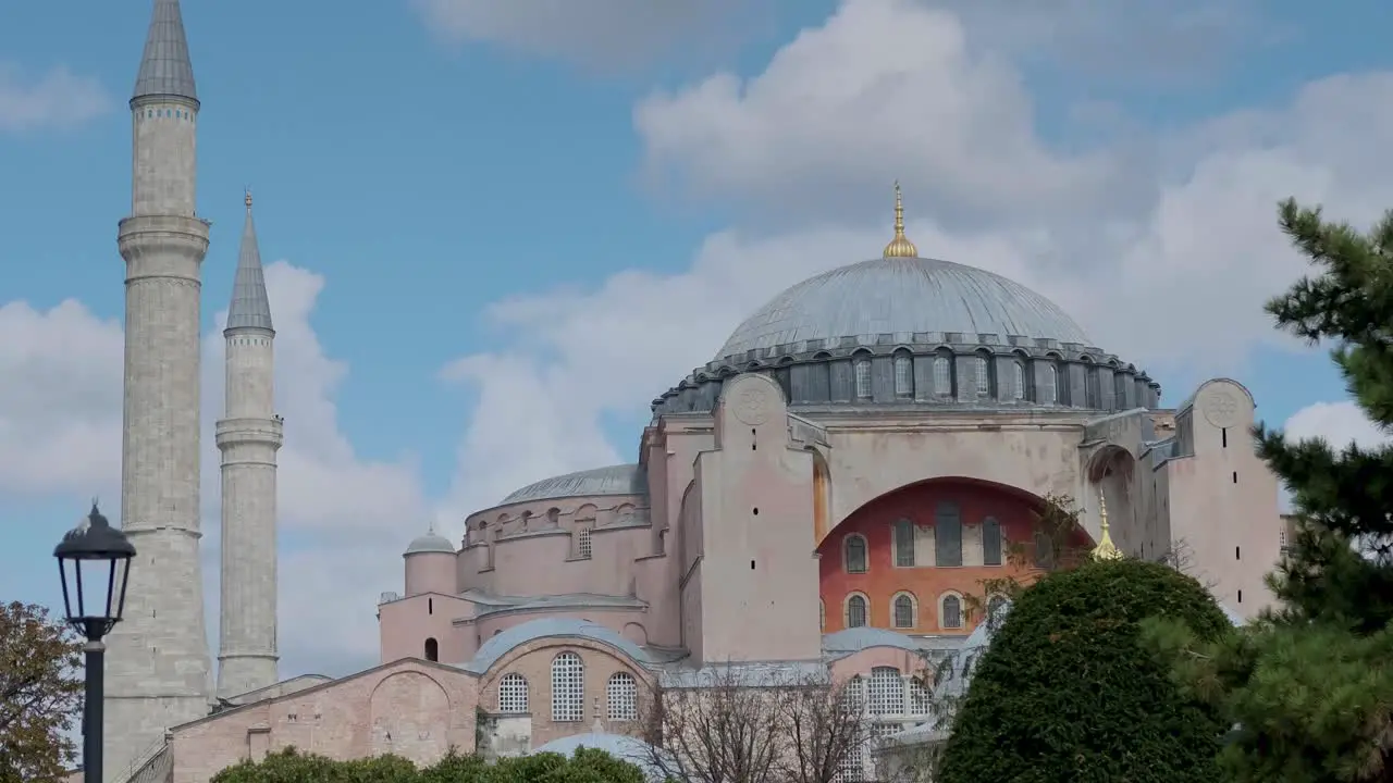 Wide Shot Time Lapse of Hagia Sophia 