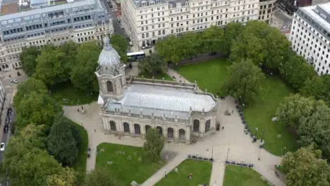 Drone Shot Orbiting Birmingham's St Philip's Cathedral