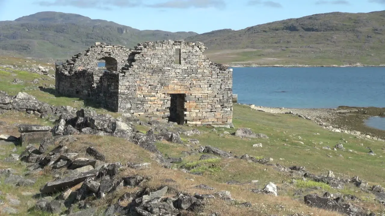 Greenland Hvalsey Norse church ruin distant