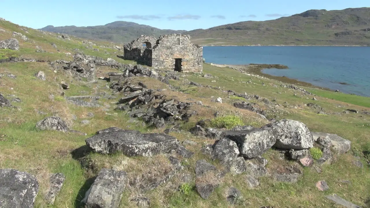 Greenland Hvalsey Nordic church ruin distant