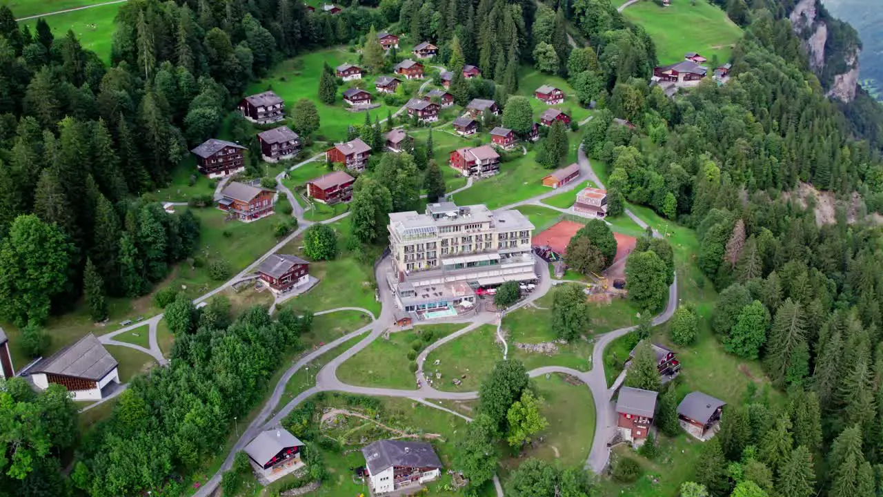 Braunwald Resort for Tourists on Holiday Vacation in Switzerland Aerial