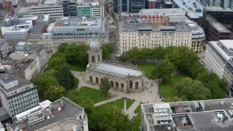 Drone Shot Orbiting Around Birmingham's St Philip's Cathedral