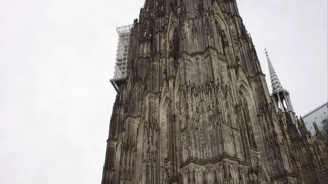 Panning Down Cologne Cathedral Spire 4K