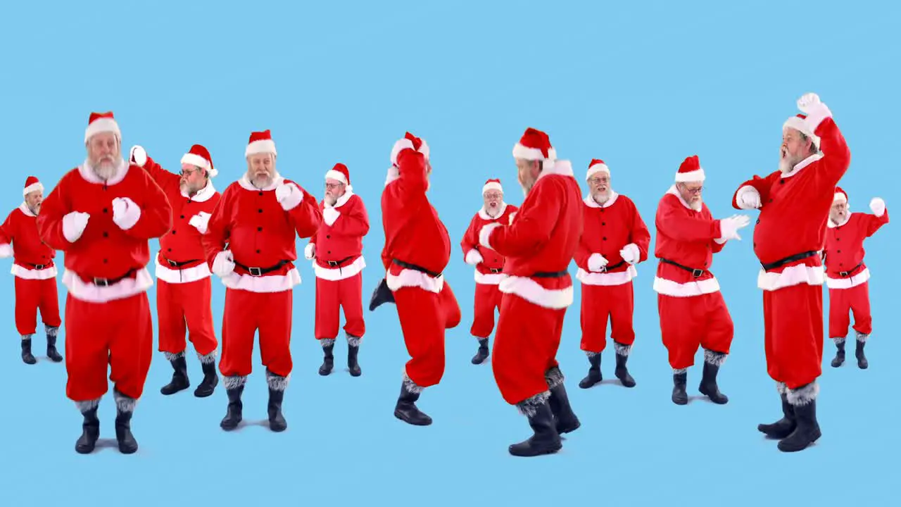 Group of santa claus dancing