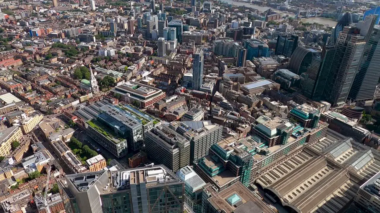 Aerial view of Liverpool Street Station and Spitalfields