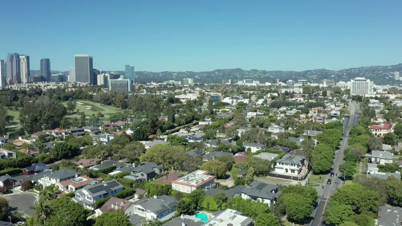 Aerial View of Century City Neighborhood of Los Angeles California USA Drone Shot