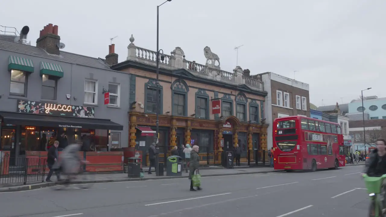 Transit in Fulham town center district in London England