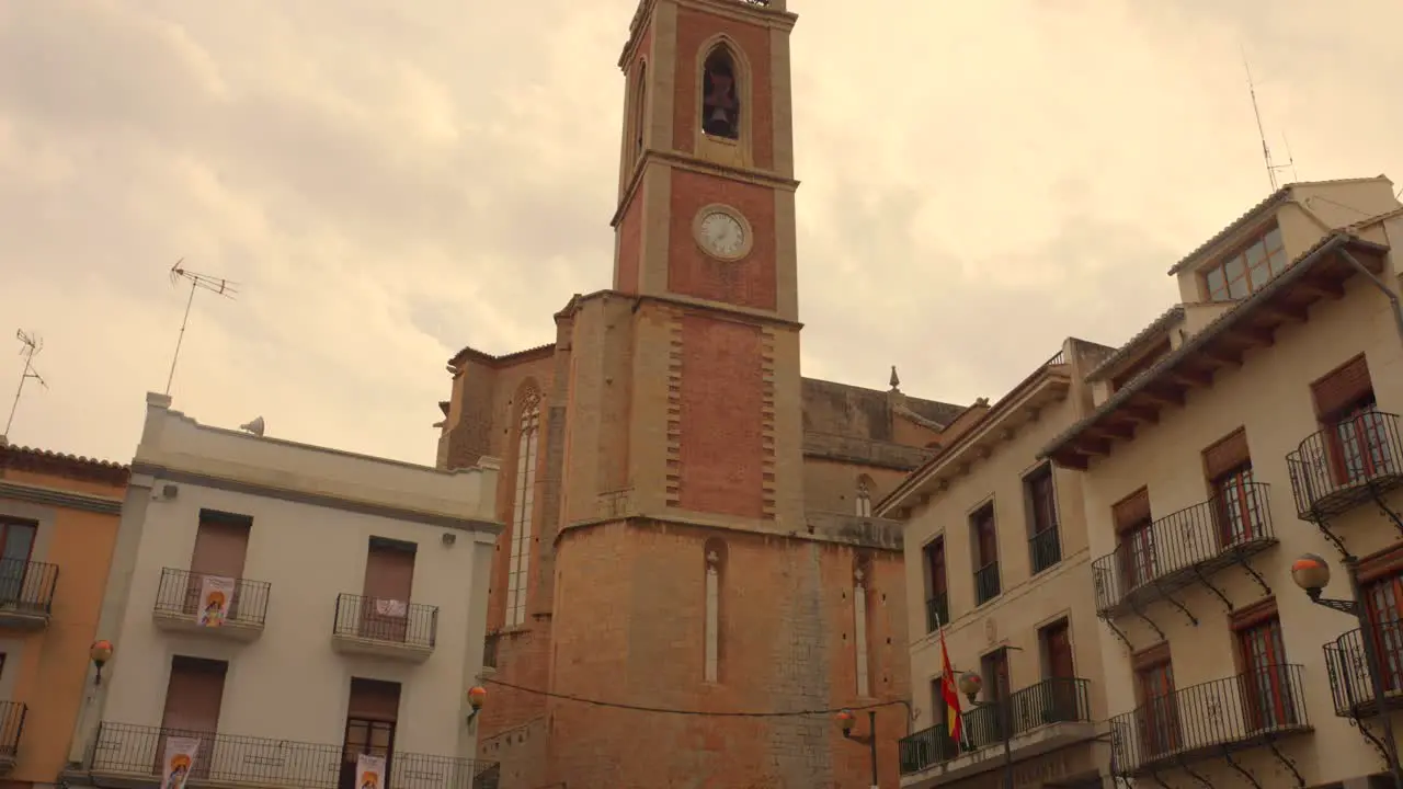 Tilt shot at Plaza Mayor Main Square in Sagunto in Spain