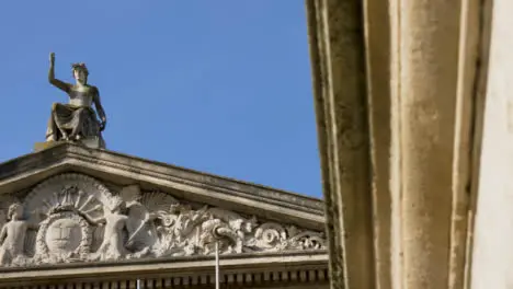 Panning Shot of Apollo Statue On Roof of Ashmolean Museum 