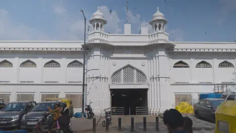 Exterior Of Russell Market Building In Bangalore India With Shoppers