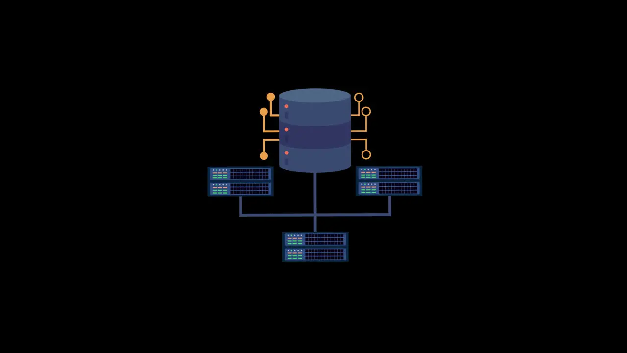 Rechenzentrum Datumsnetzwerkverbindungssymbol-Loop-Animation Mit Alphakanal Transparenter Hintergrund Prores 444