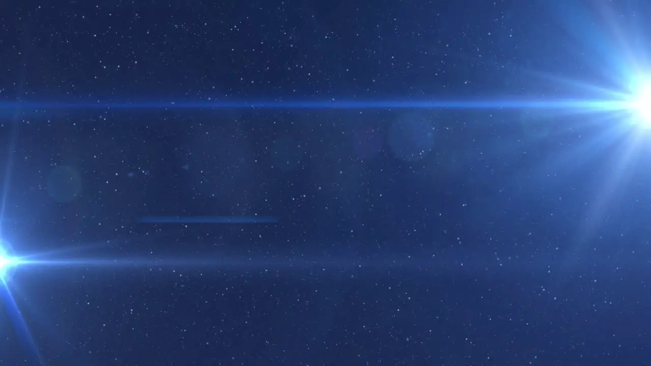 Digital animation of two glowing spots of light against with copy space on blue background